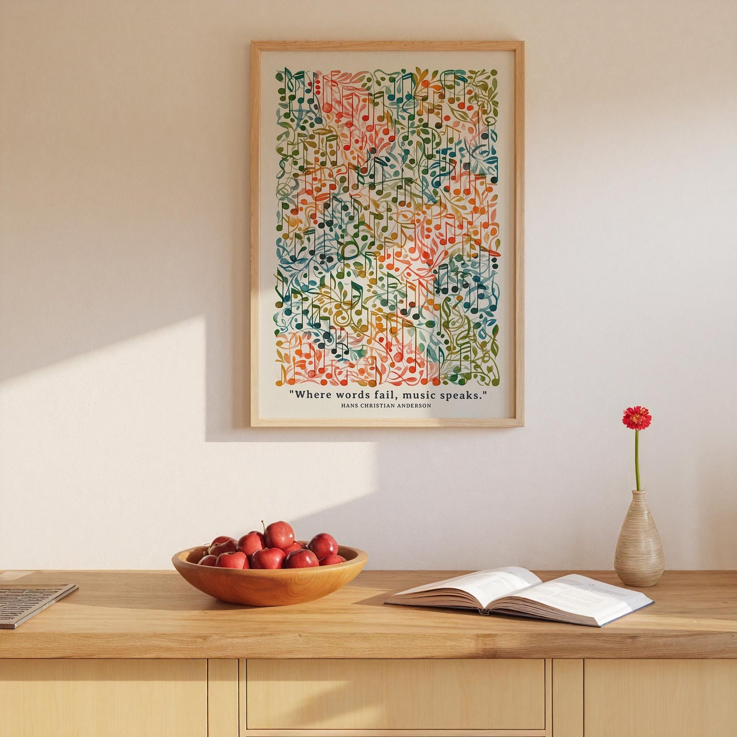 Elegant Musical Notation Art Print: Composer's Wall Decor for Studio, Music Room ,  Music  Print