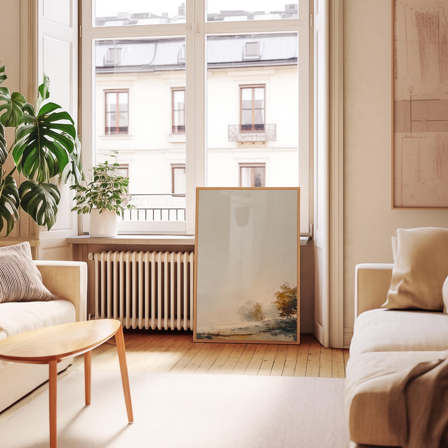 Minimalist Hillside Print Negative Space Autumn Trees Modern Landscape Art Scandinavian Nature Wall Decor