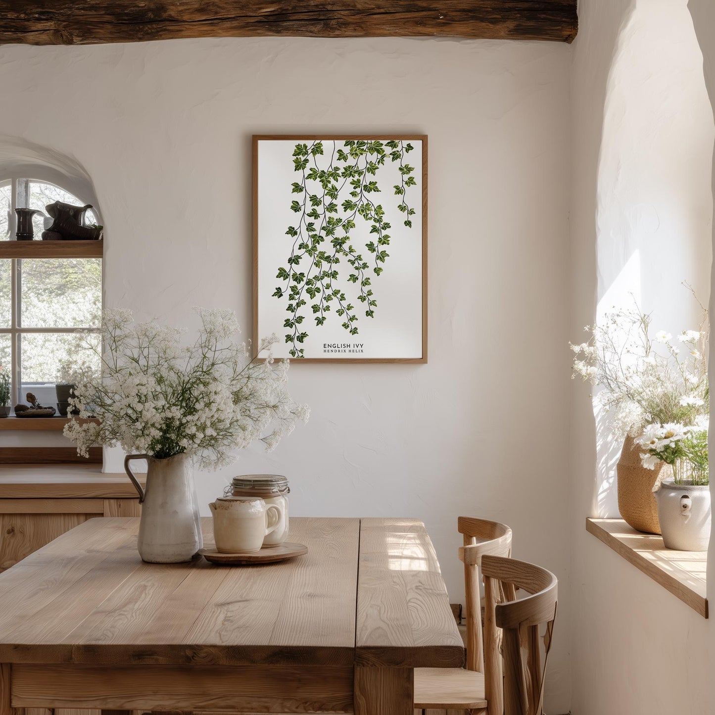 Vintage English Ivy Botanical Wall Art: Hedera Helix Leaf Illustration Print for Nature Lovers