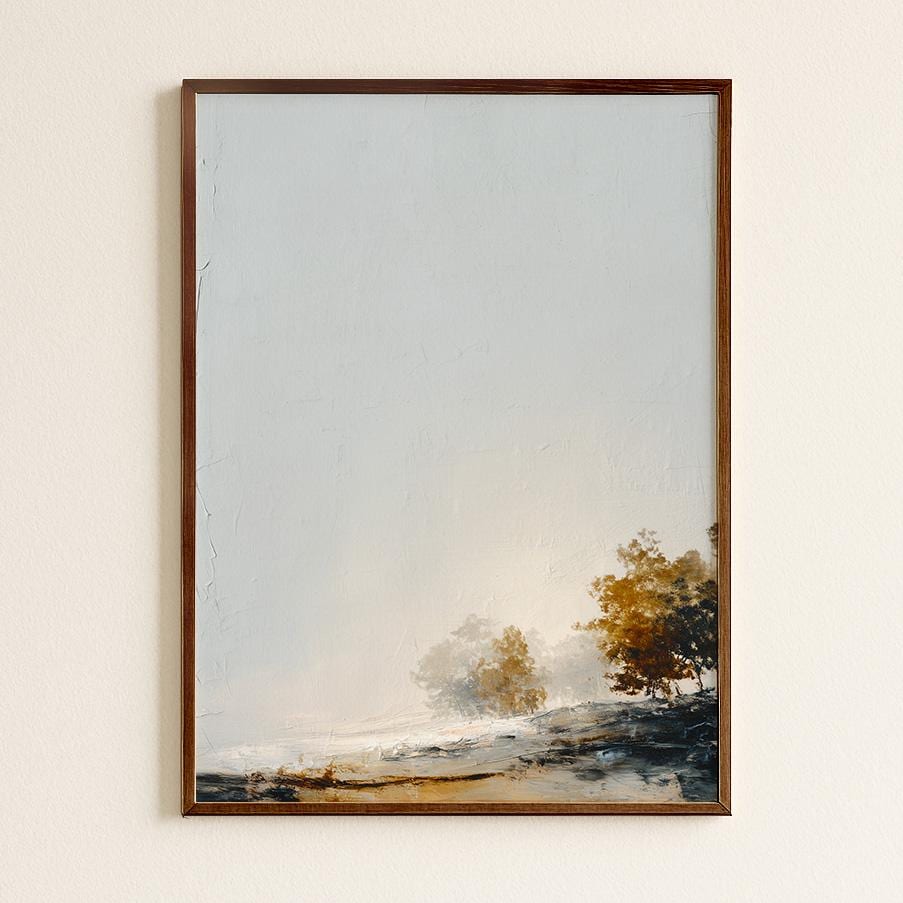 Minimalist Hillside Print Negative Space Autumn Trees Modern Landscape Art Scandinavian Nature Wall Decor