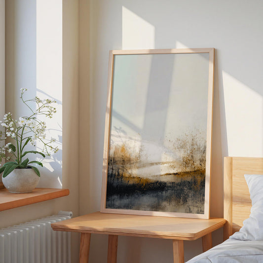 Abstract Landscape Print Atmospheric Lake Scene Modern Earth Tone Art Minimalist Nature Wall Decor