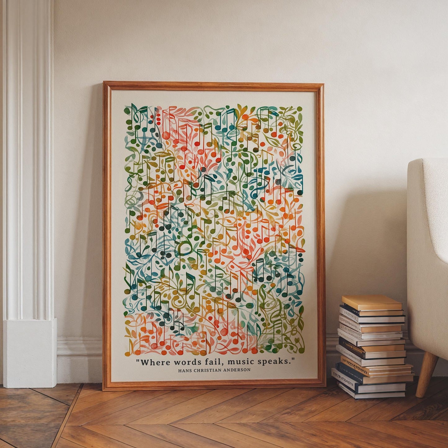 Elegant Musical Notation Art Print: Composer's Wall Decor for Studio, Music Room ,  Music  Print