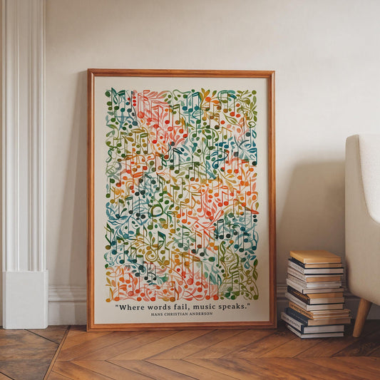 Elegant Musical Notation Art Print: Composer's Wall Decor for Studio, Music Room ,  Music  Print