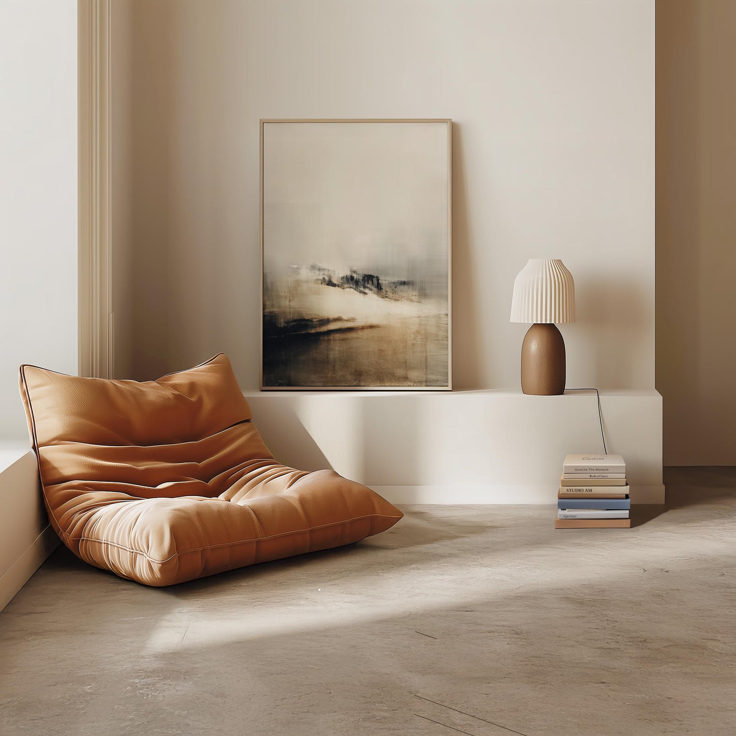 Abstract Winter Landscape Print - Atmospheric Earth Tone Nature Art, Minimalist Horizon Painting for Contemporary Wall Decor