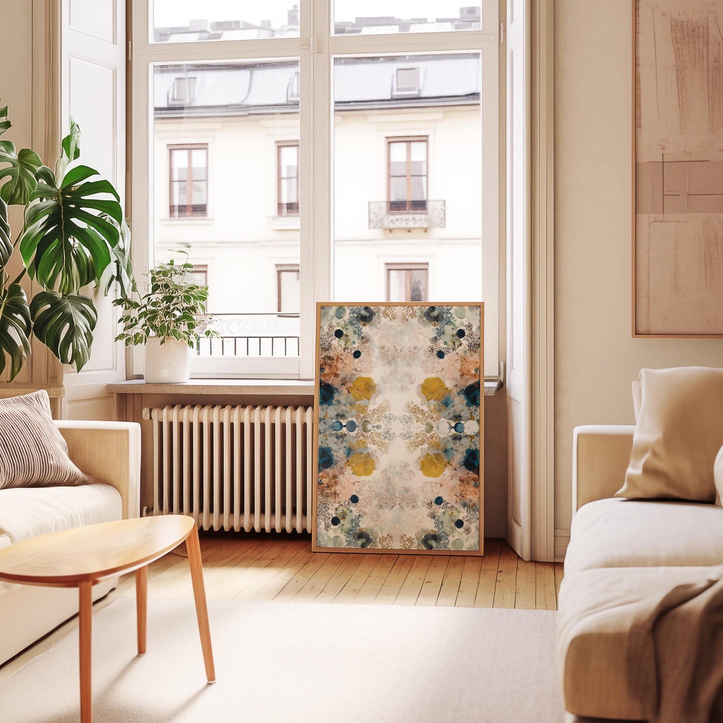 Vibrant Abstract Kaleidoscope Watercolour Print: Symmetrical Pattern Wall Art for Modern Home Decor | Large Modern Vibrant Abstract Wall Art