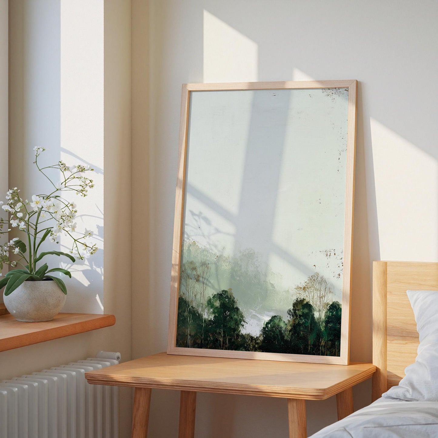 Serene Winter Landscape Print: Minimalist Nordic Scene