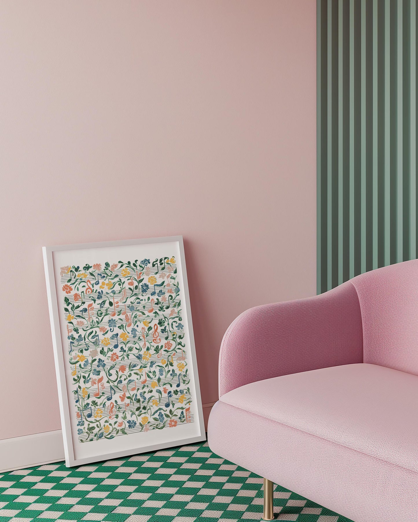 Floral Musical Notes Art Print: Botanical Music Notation Wall Decor for Studios and Musicians | William Morris Inspired