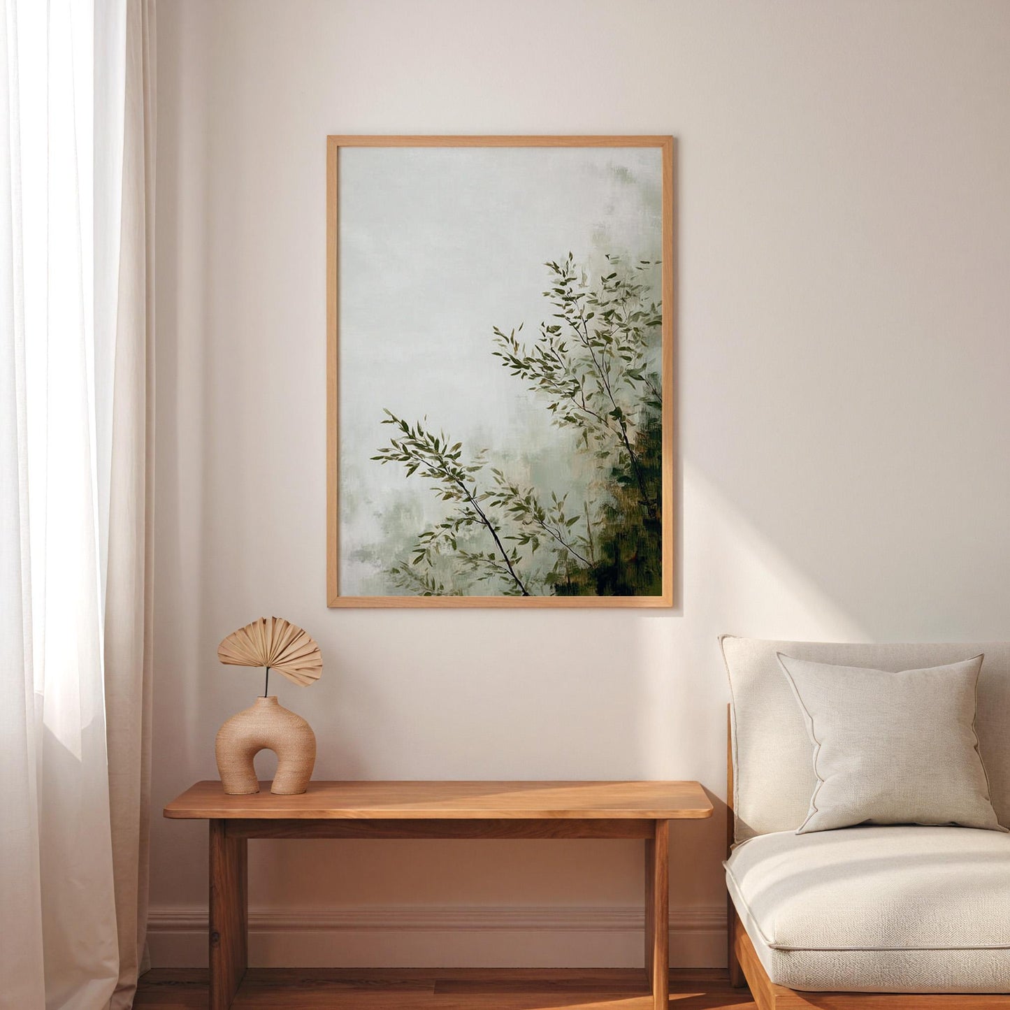 Botanical Branches Print Negative Space Minimalist Foliage Art Delicate Nature Study Wall Decor