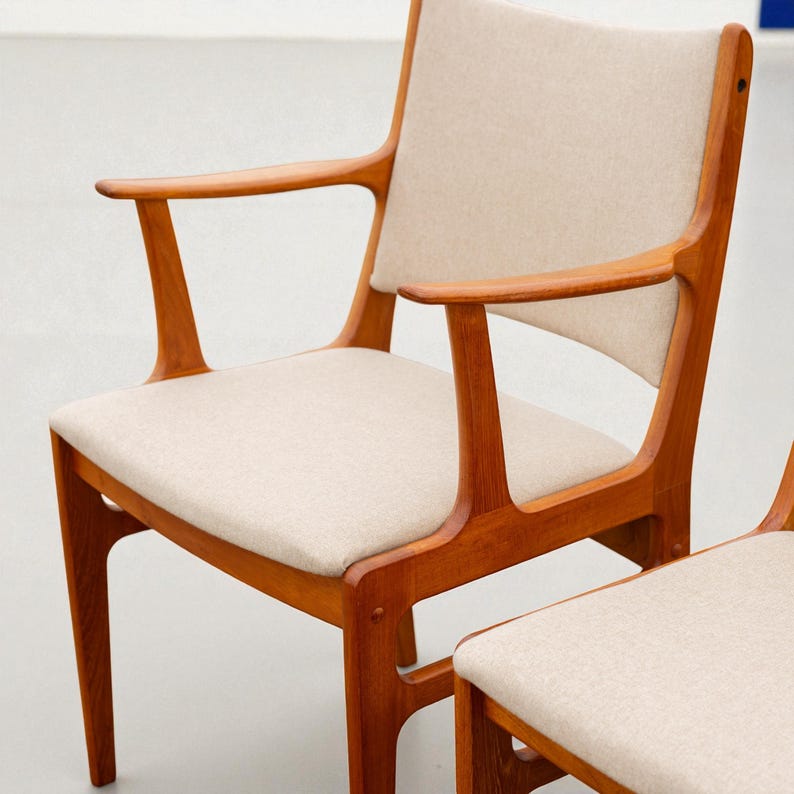 Set of 8 D-Scan Teak Dining Chairs, 1960s