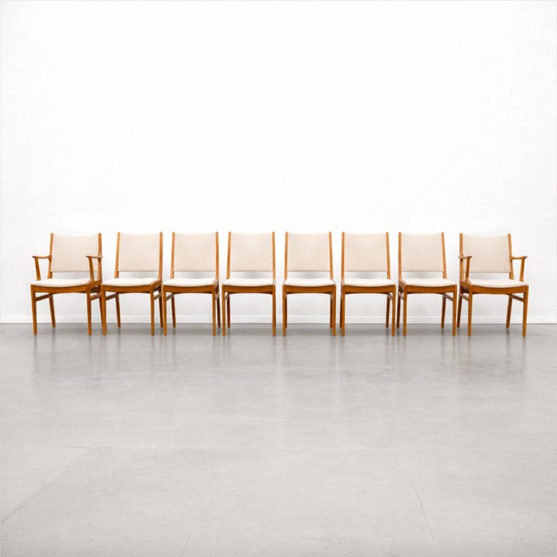 Set of 8 D-Scan Teak Dining Chairs, 1960s