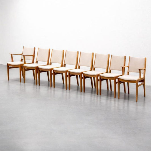 Set of 8 D-Scan Teak Dining Chairs, 1960s