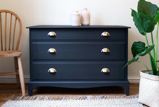 Mid Century Stag Chest of Drawers, Upcycled, Grey, MCM, G plan era