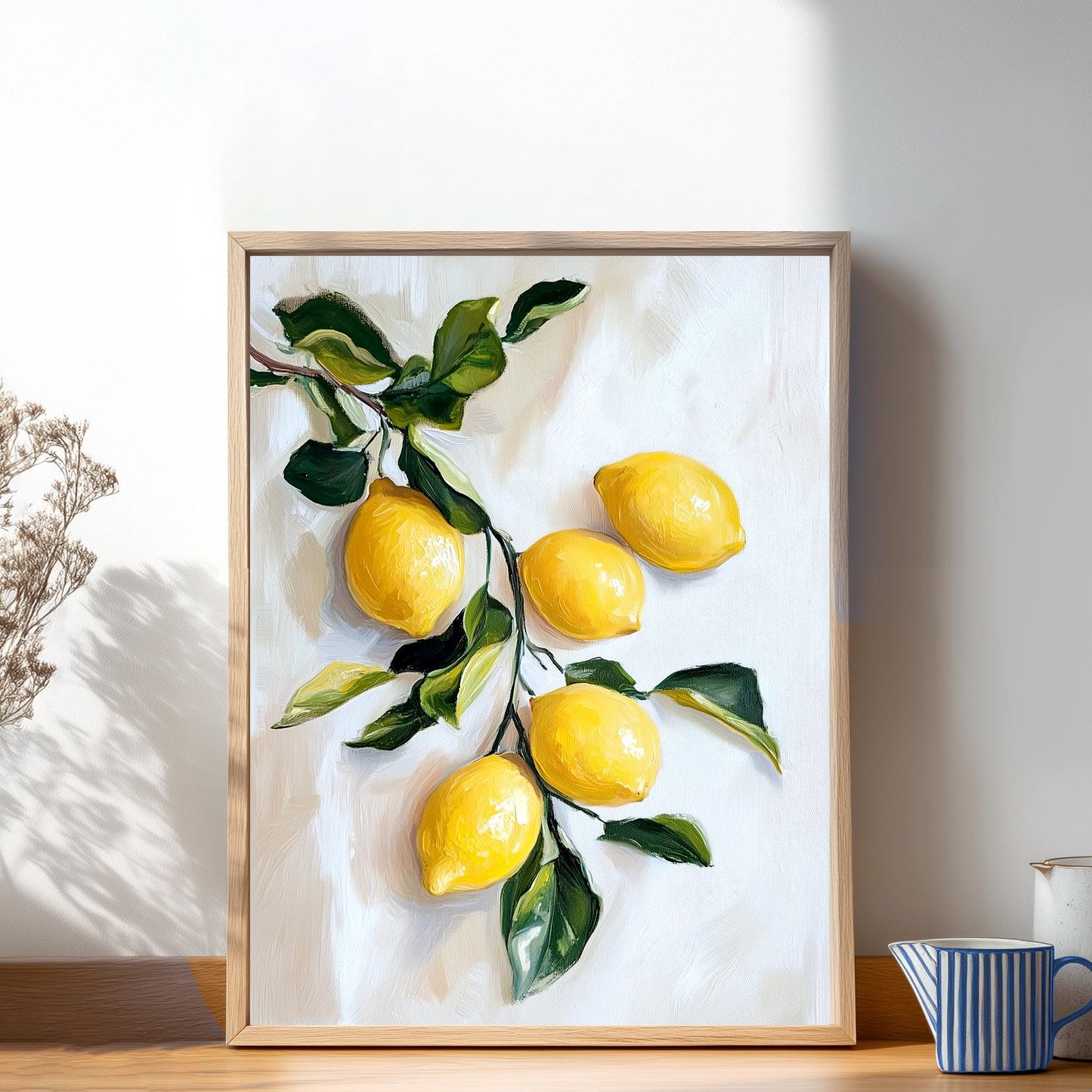 Lemon Branch Kitchen Print: Mediterranean Citrus Still Life Art