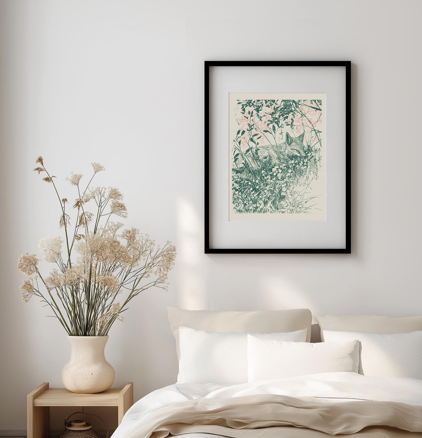 Fox Print – Woodland Animal Wall Art | William Morris Inspired Botanical Drawing