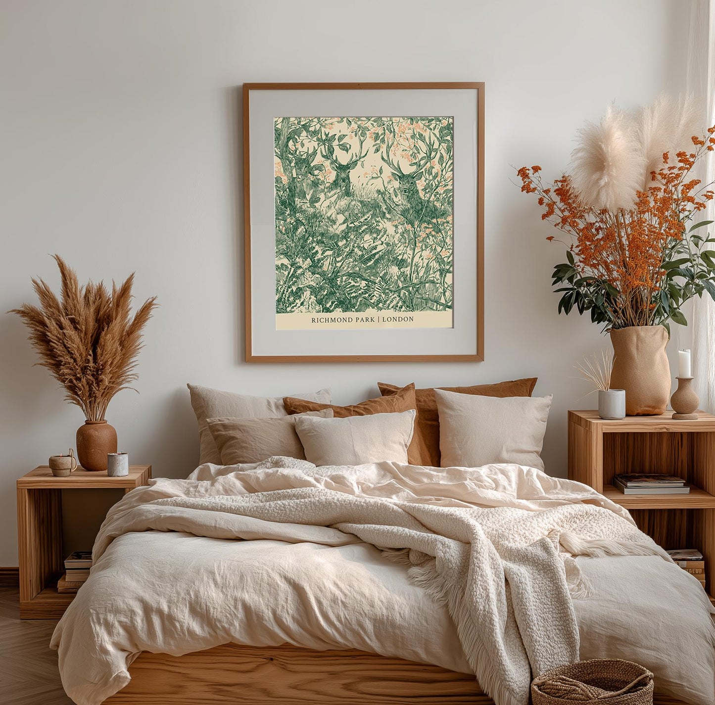 Richmond Park Deer Print: Vintage Botanical Wildlife Art