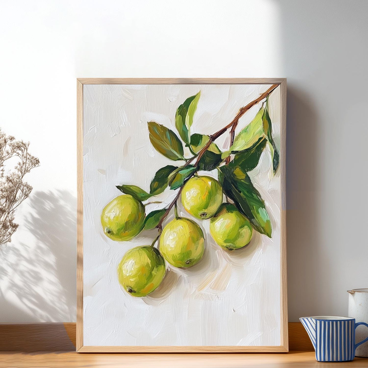 Lime Branch Art Print: Botanical Kitchen Still Life, Farmhouse Decor