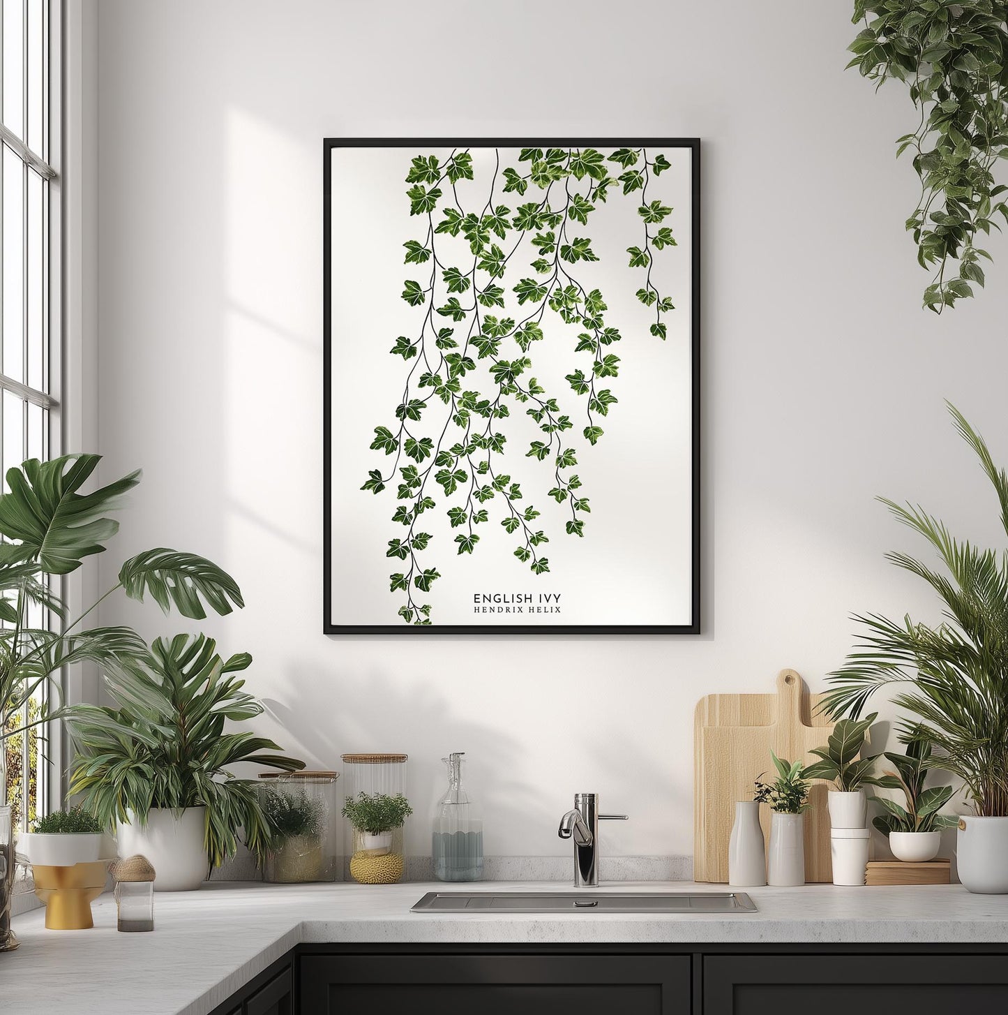 English Ivy Botanical Print: Hedera Helix Green Leaf Wall Art