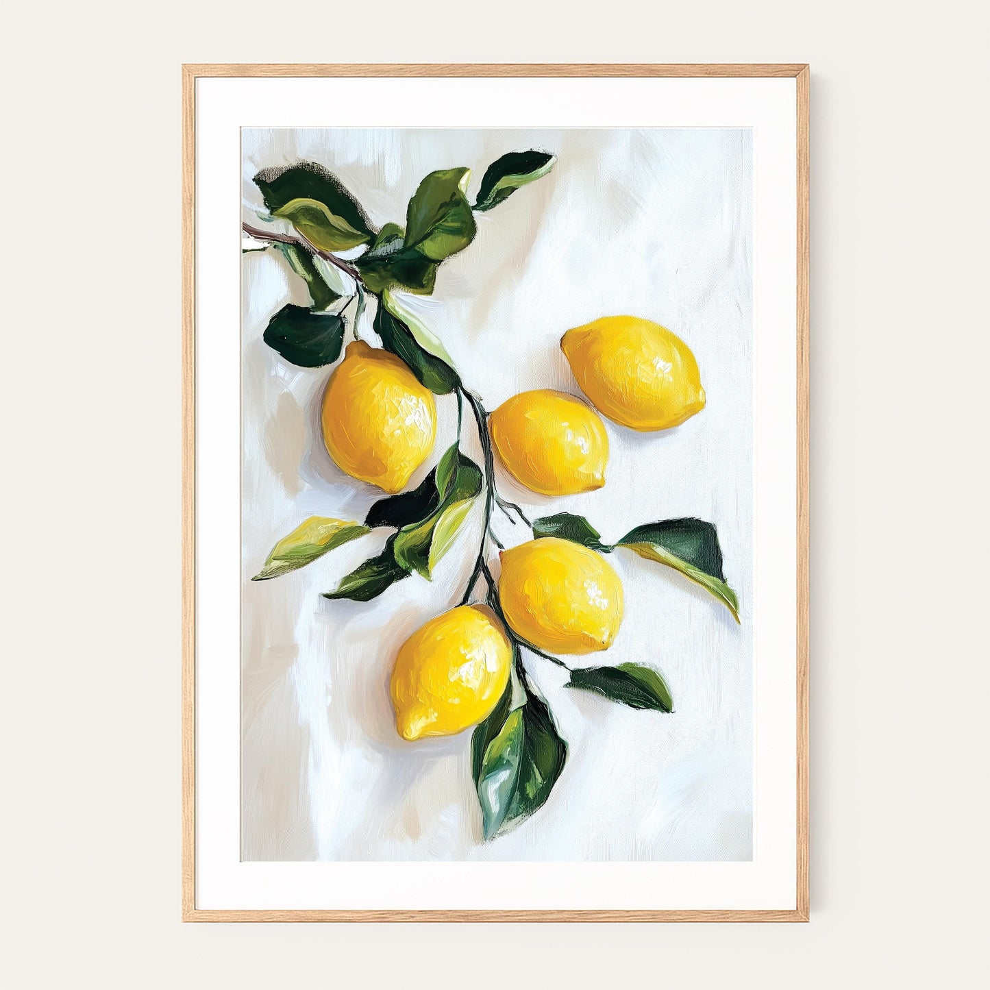 Mediterranean Lemon Branch Kitchen Wall Art: Vibrant Citrus Still