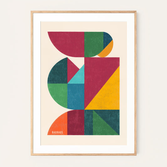 Bauhaus Abstract Geometric Print – Modernist Wall Art | Colour Block Mid Century Design