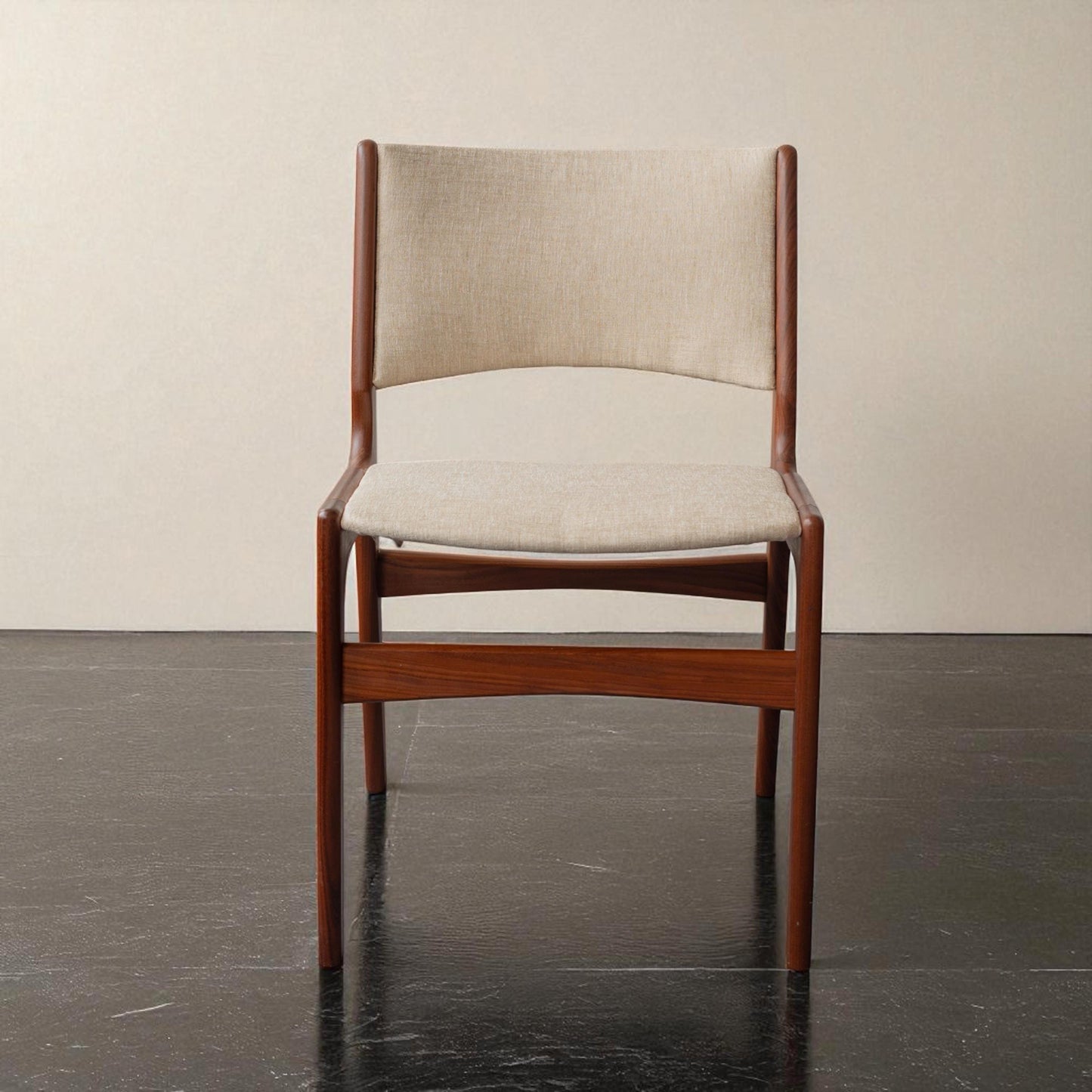 Set of 6 Danish Mid Century Modern Dining Chairs by Erik Buch | EXCELLENT CONDITION | Cream Upholstery | Scandinavian Design | MCM Furniture