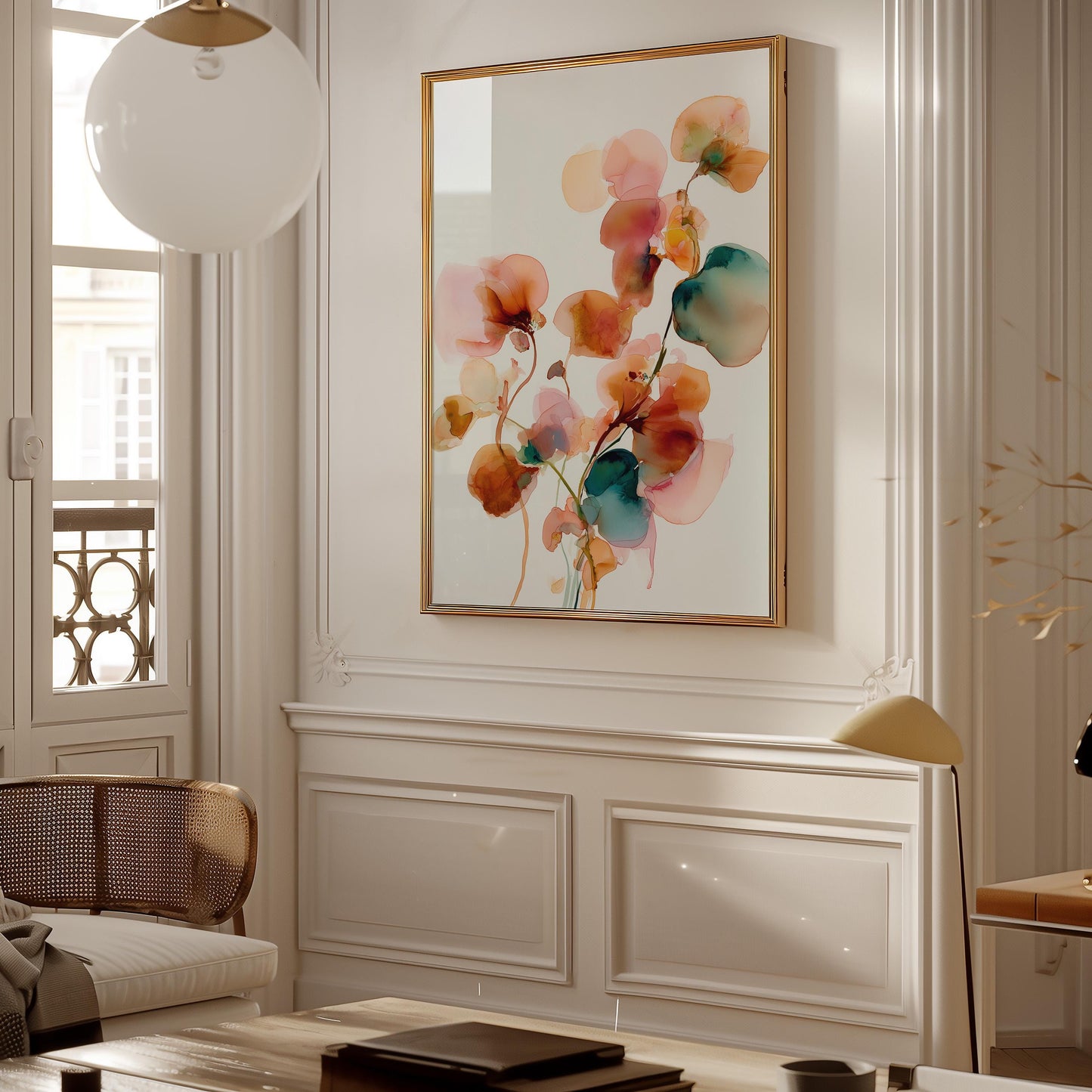 Elegant Japandi Inspired Botanical Watercolour Print: Minimalist