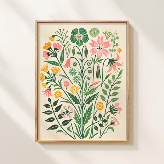 Elegant Wildflower Botanical Art Print: Modern Floral Wall Decor