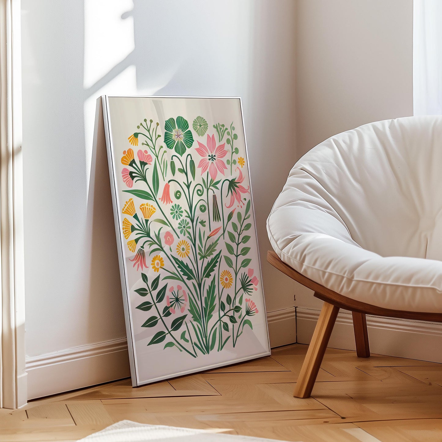 Elegant Wildflower Botanical Art Print: Modern Floral Wall Decor