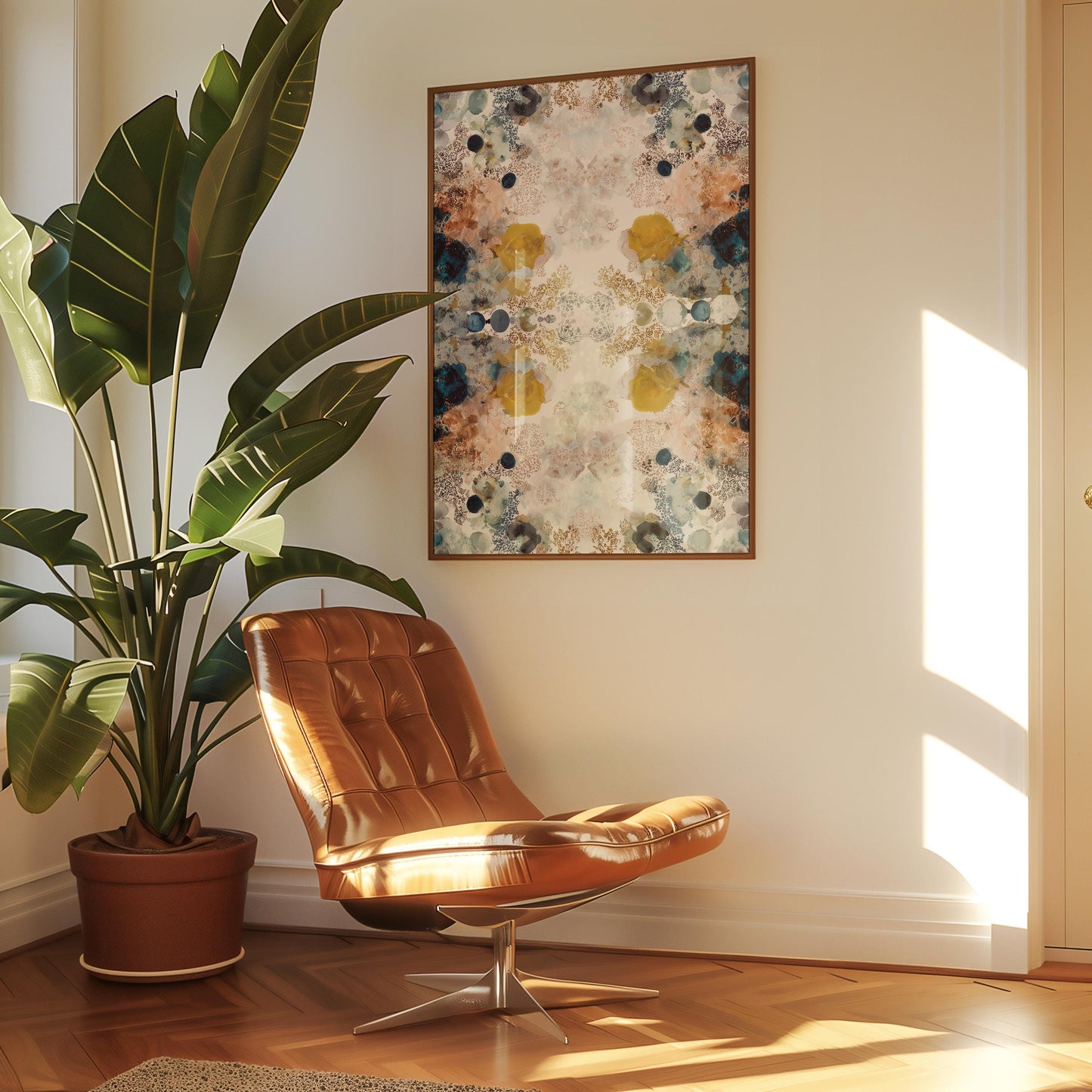 Abstract Kaleidoscope Art Print: Symmetrical Watercolor Pattern, Modern Home Decor