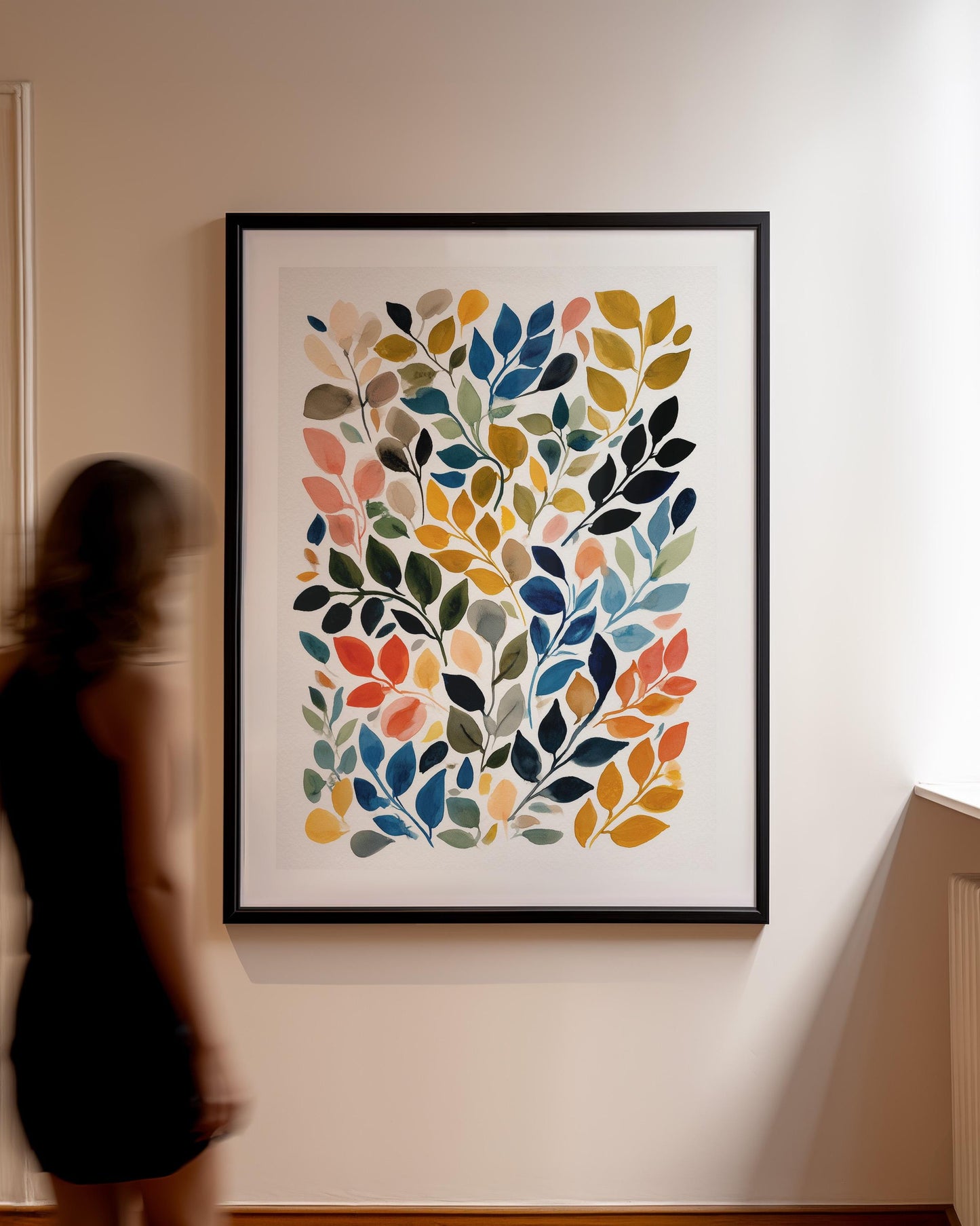 Asymmetrical Botanical Watercolour Leaf Art Print: Modern