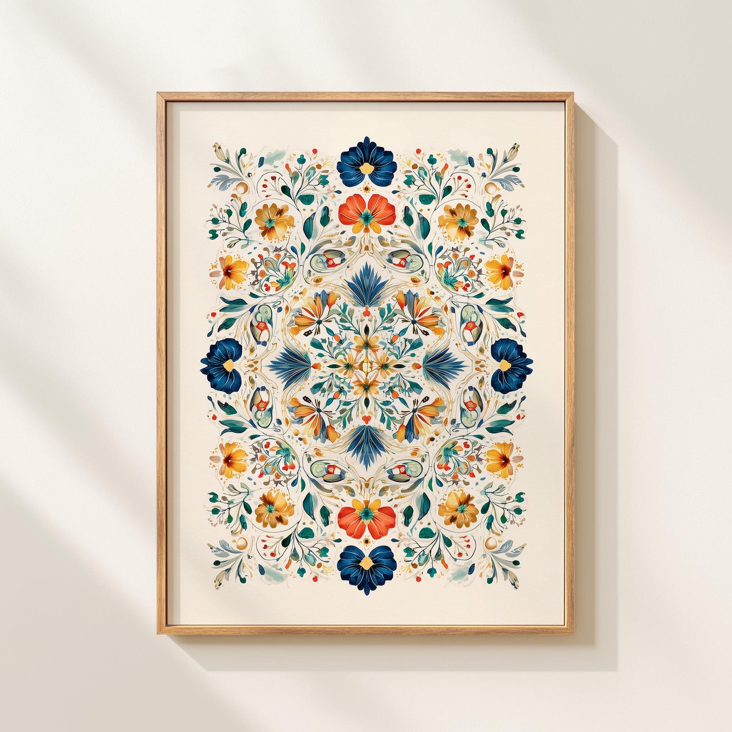 Symmetrical Floral Kaleidoscope Art Print Botanical Mandala Wall Art Contemporary Floral Pattern Geometric Botanical Art