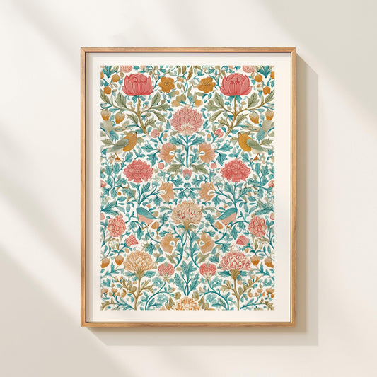 William Morris Inspired Botanical Print Arts and Crafts Heritage Floral Pattern Traditional English Garden Art