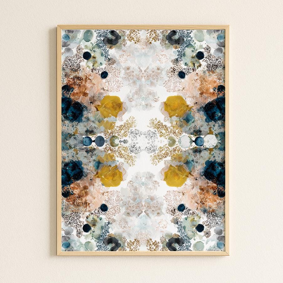 Vibrant Abstract Kaleidoscope Watercolour Print: Symmetrical