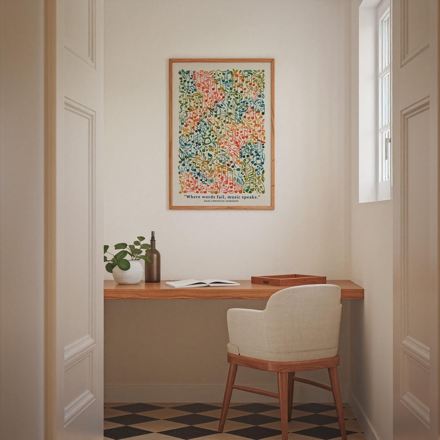 Elegant Musical Notation Art Print: Composer's Wall Decor for