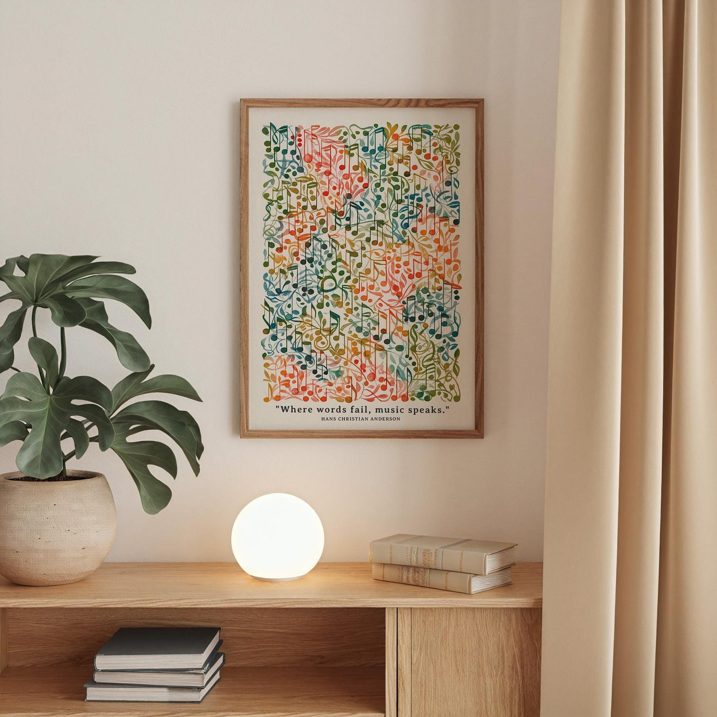 Elegant Musical Notation Art Print: Composer's Wall Decor for