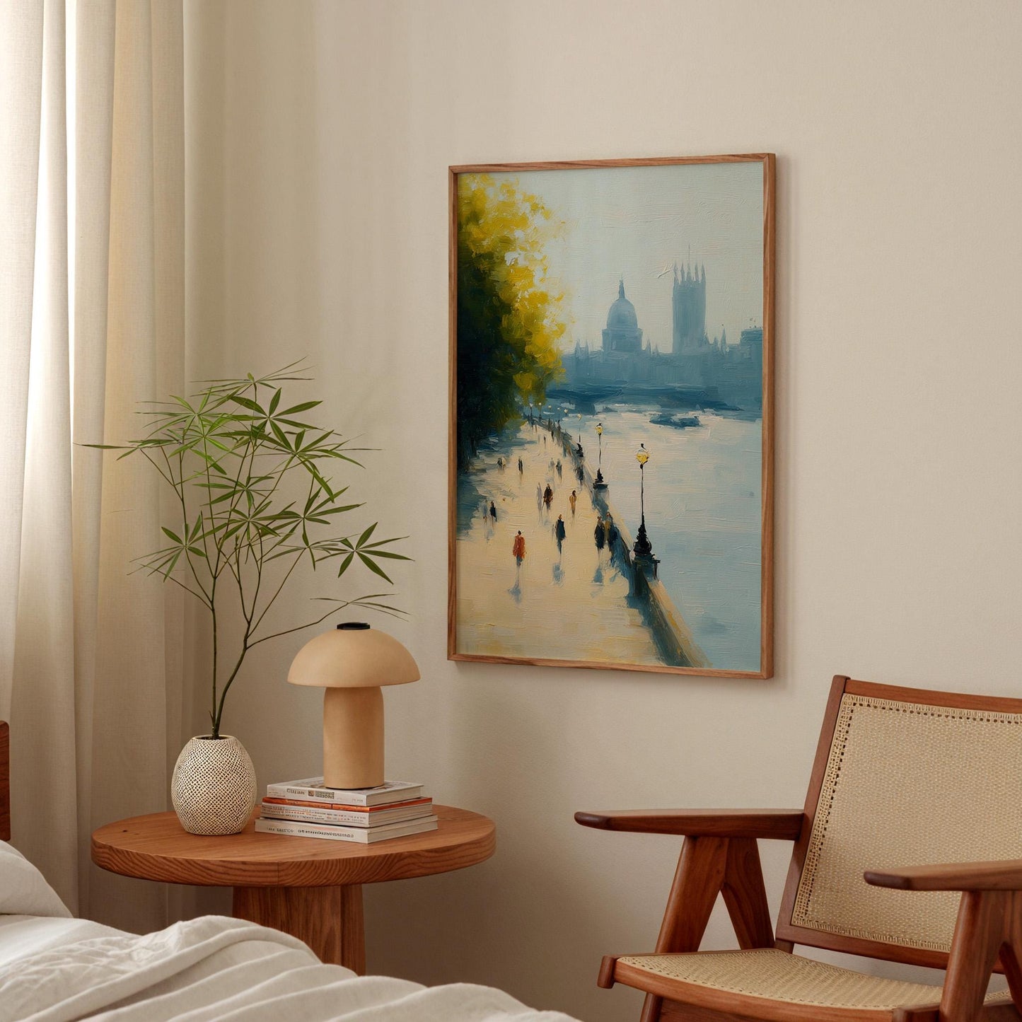 Scenic Thames River South Bank London Art Print: British