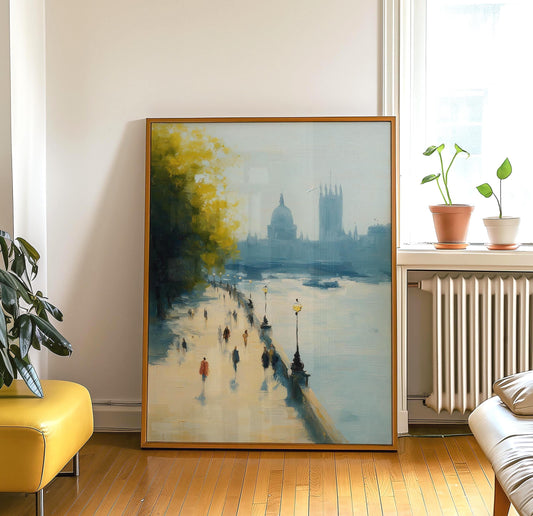 Scenic Thames River South Bank London Art Print: British