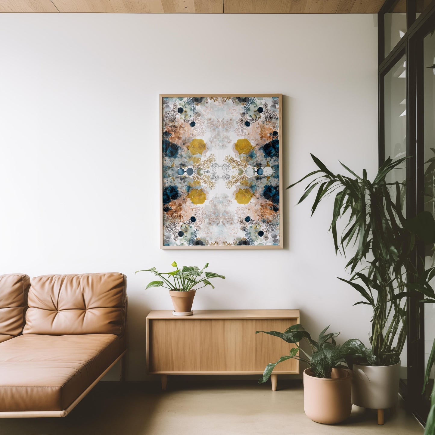 Vibrant Abstract Kaleidoscope Watercolour Print: Symmetrical