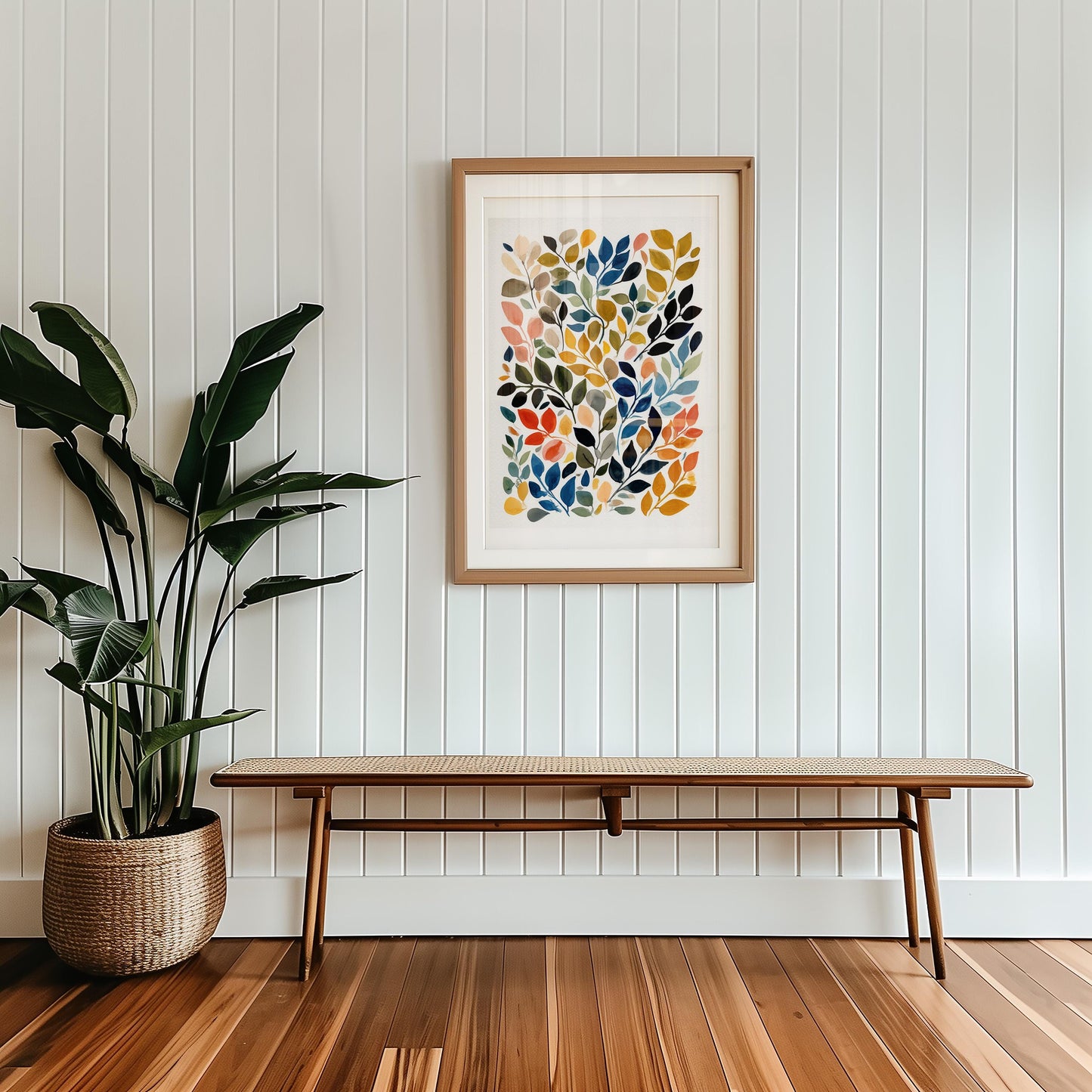 Watercolor Leaf Art Print: Asymmetrical Botanical Foliage