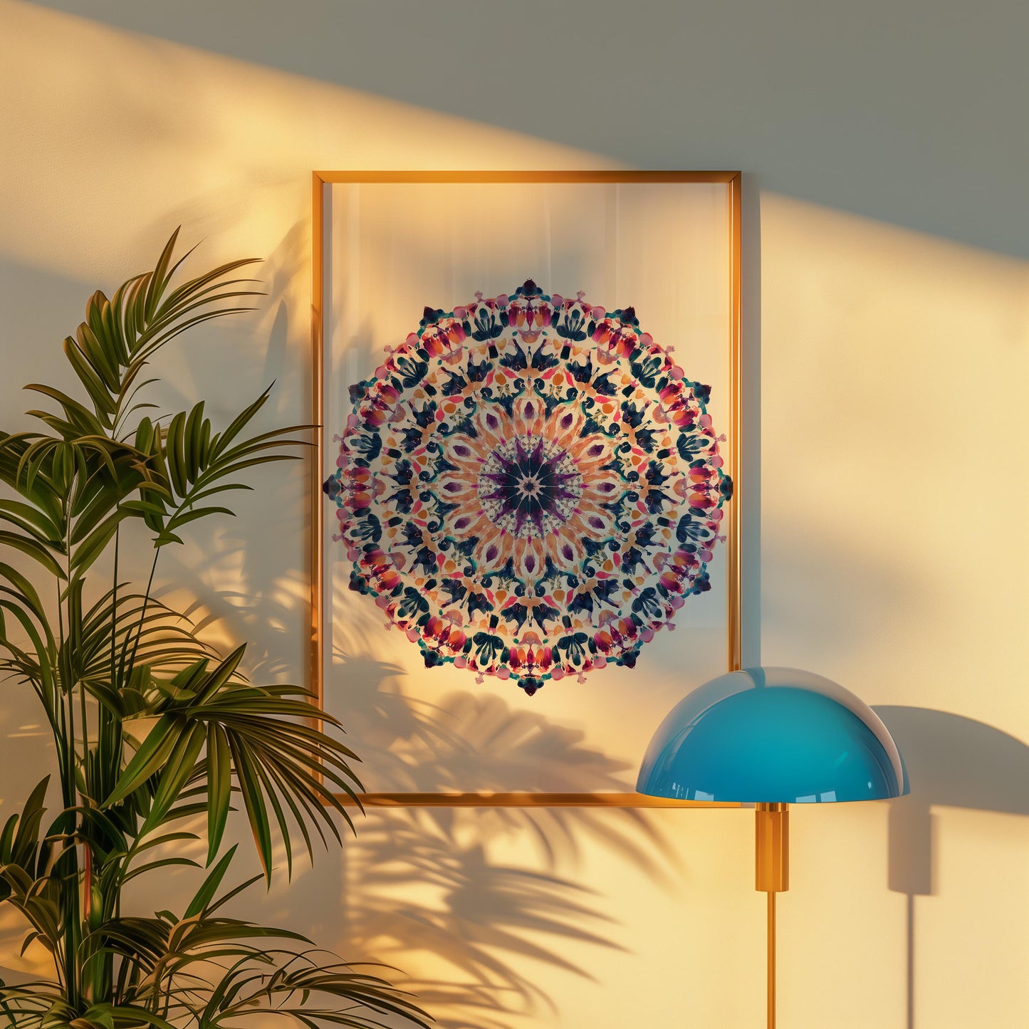 Vibrant Kaleidoscope Mandala Art Print: Symmetrical Geometric