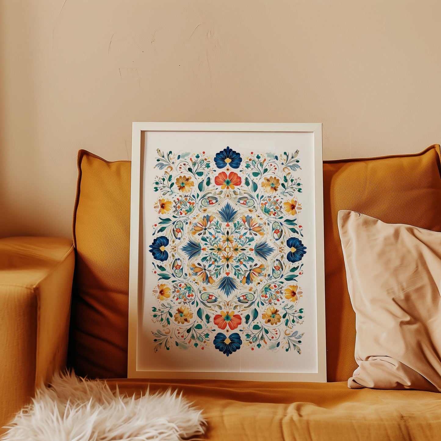Symmetrical Floral Kaleidoscope Art Print Botanical Mandala Wall Art Contemporary Floral Pattern Geometric Botanical Art