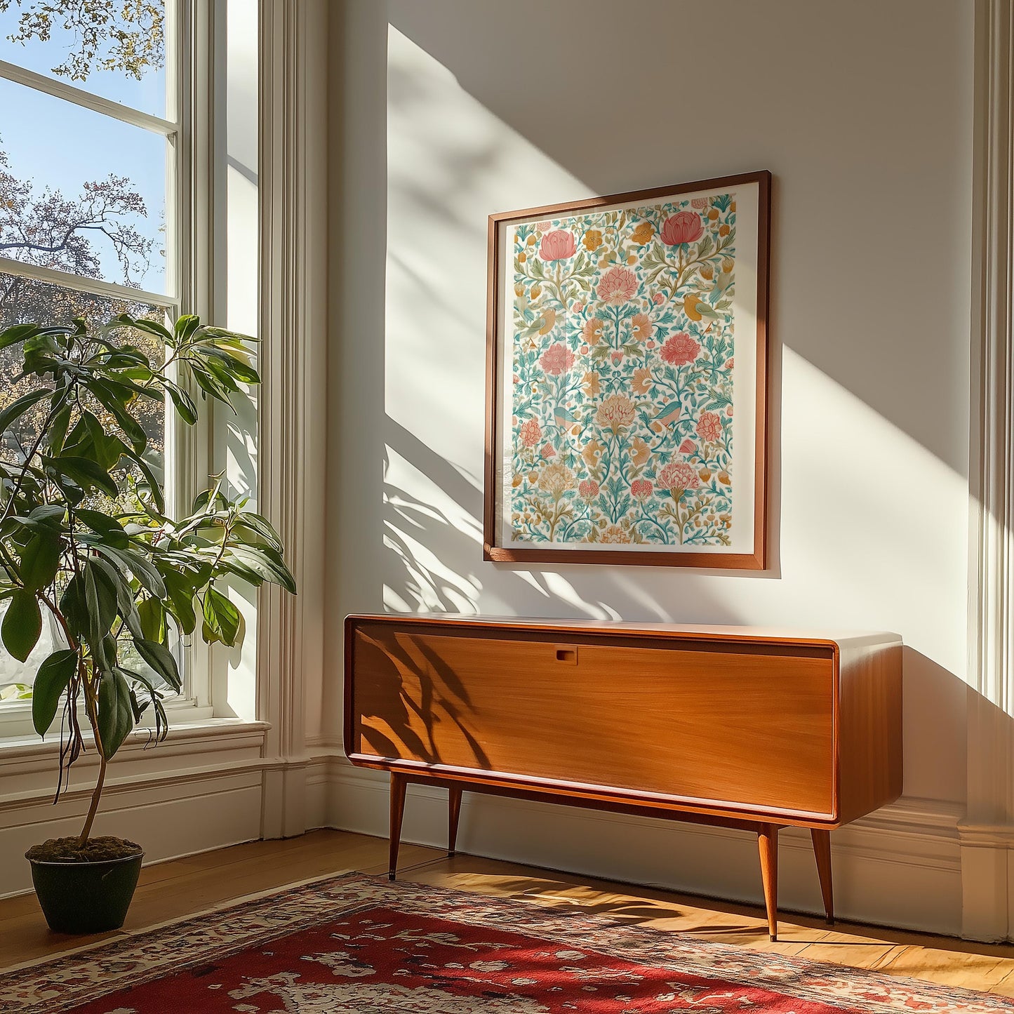 William Morris Inspired Botanical Print Arts and Crafts Heritage Floral Pattern Traditional English Garden Art
