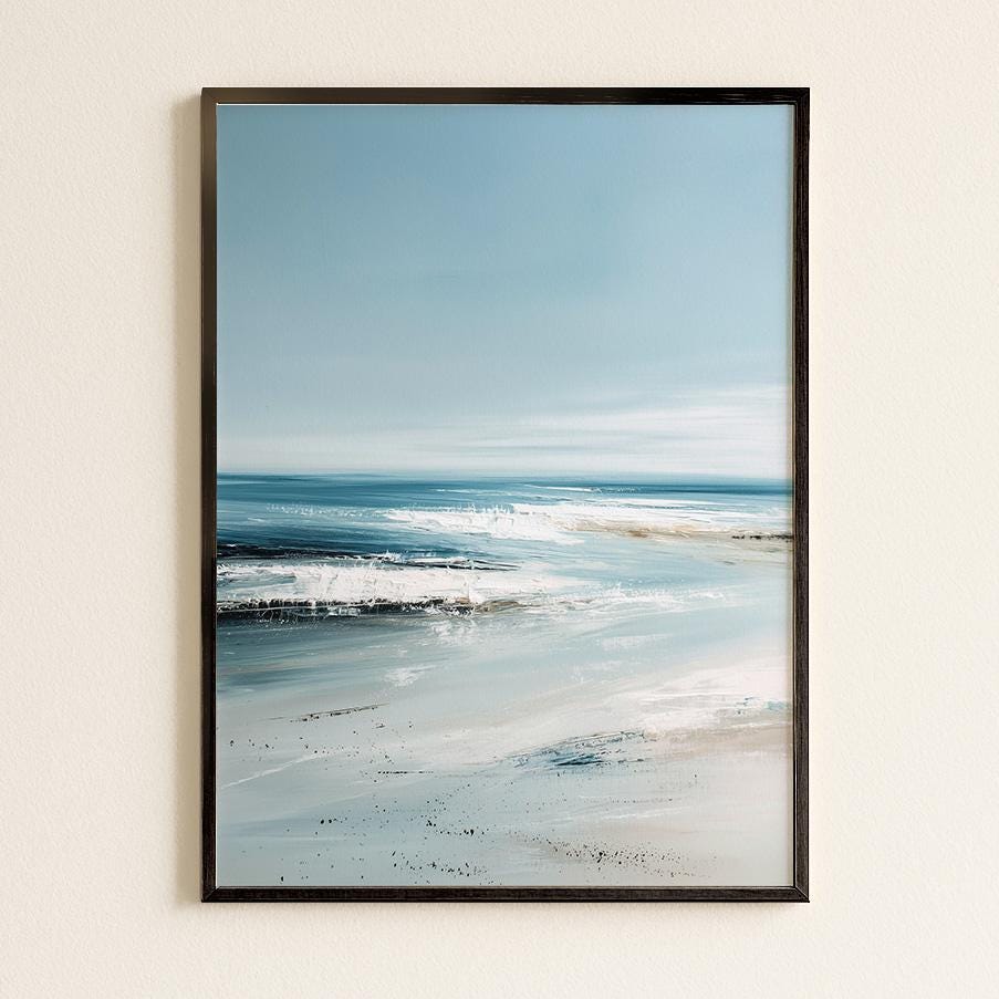 Serene Seascape Art Print: Abstract Minimalist Coastal Wall Decor