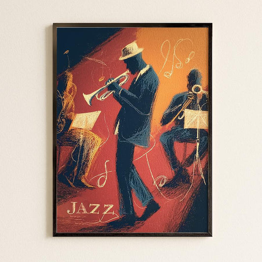 Vintage Jazz Trumpet Player Illustration: Music Wall Art for Club