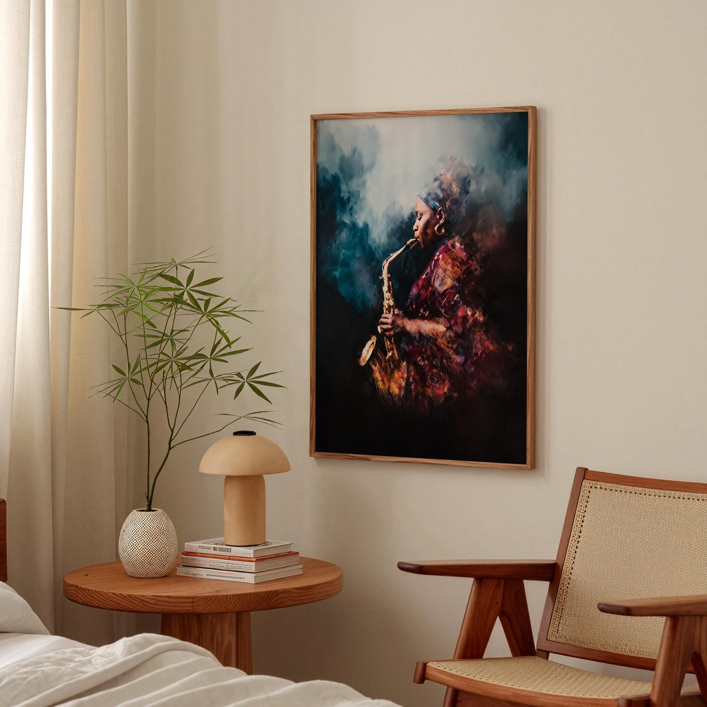 Elegant Female Saxophonist Jazz Illustration - Musical Instrument