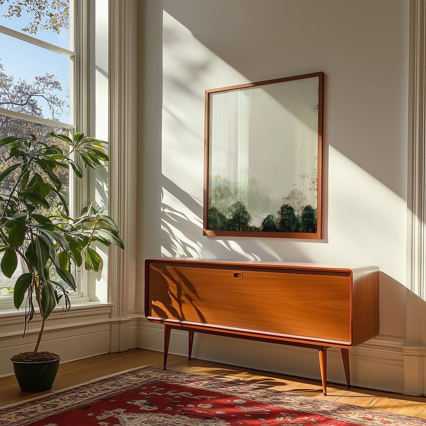 Winter Trees Print Minimalist Negative Space Nordic Landscape