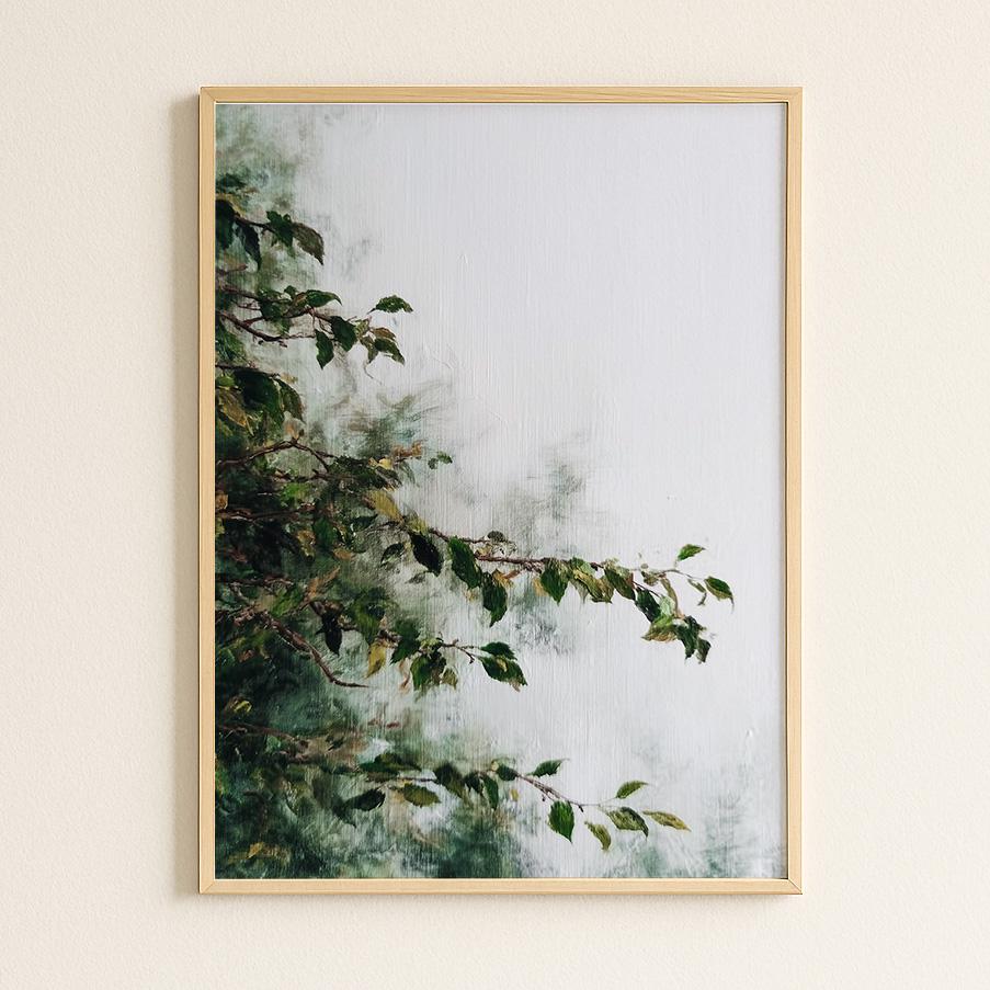 Botanical Branch Print Minimalist Foliage Study Negative Space