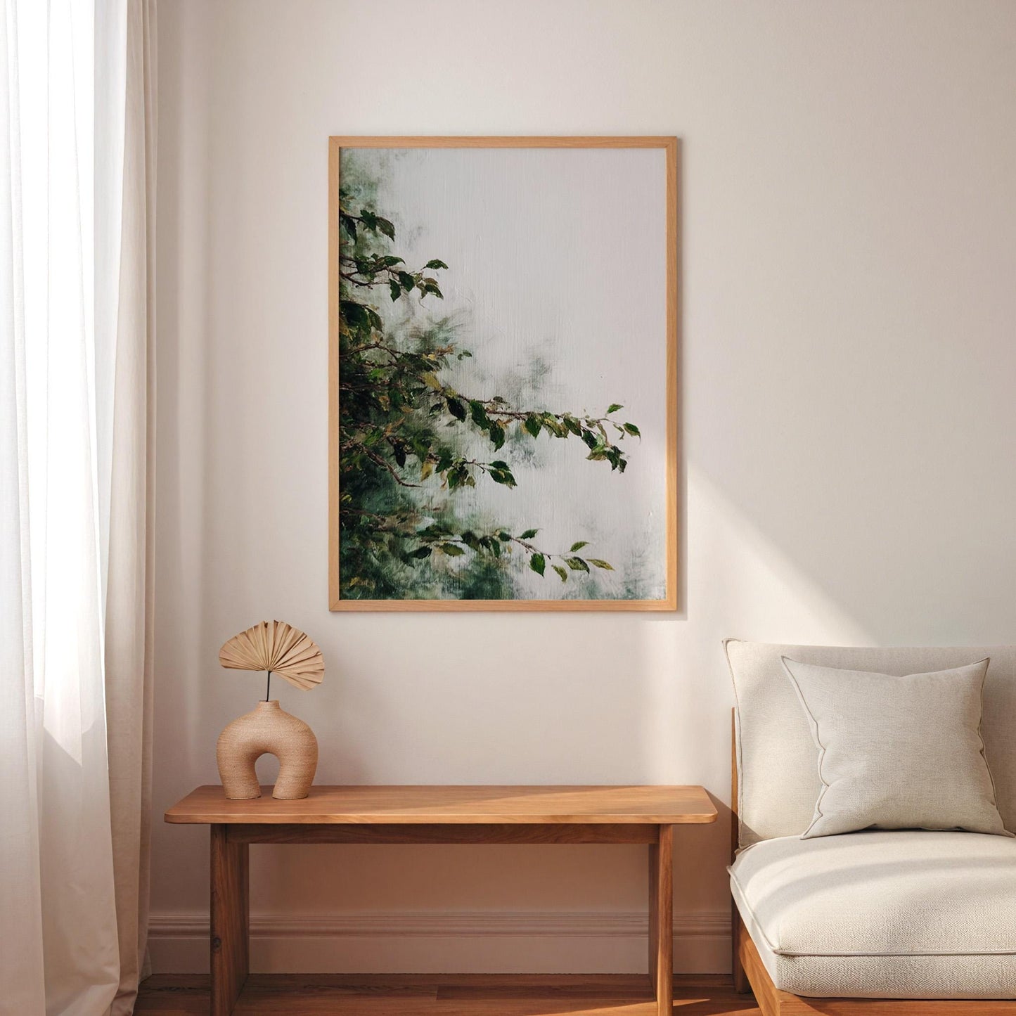 Botanical Branch Print Minimalist Foliage Study Negative Space