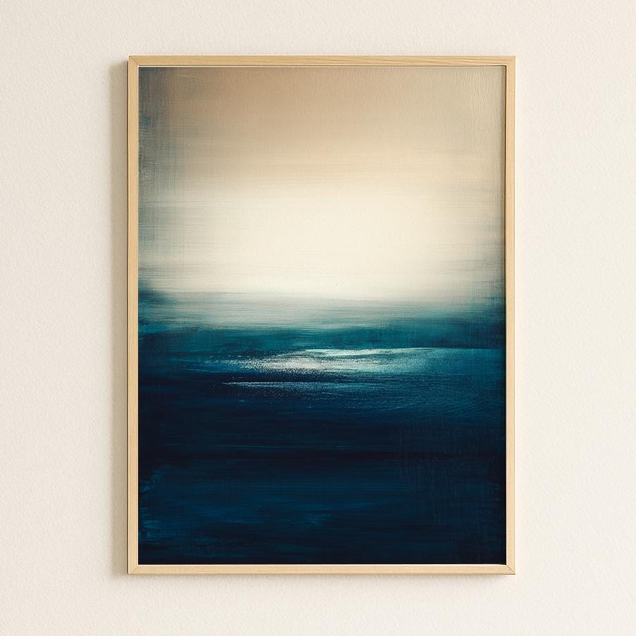 Abstract Seascape Print Ocean Horizon Art Modern Coastal Painting