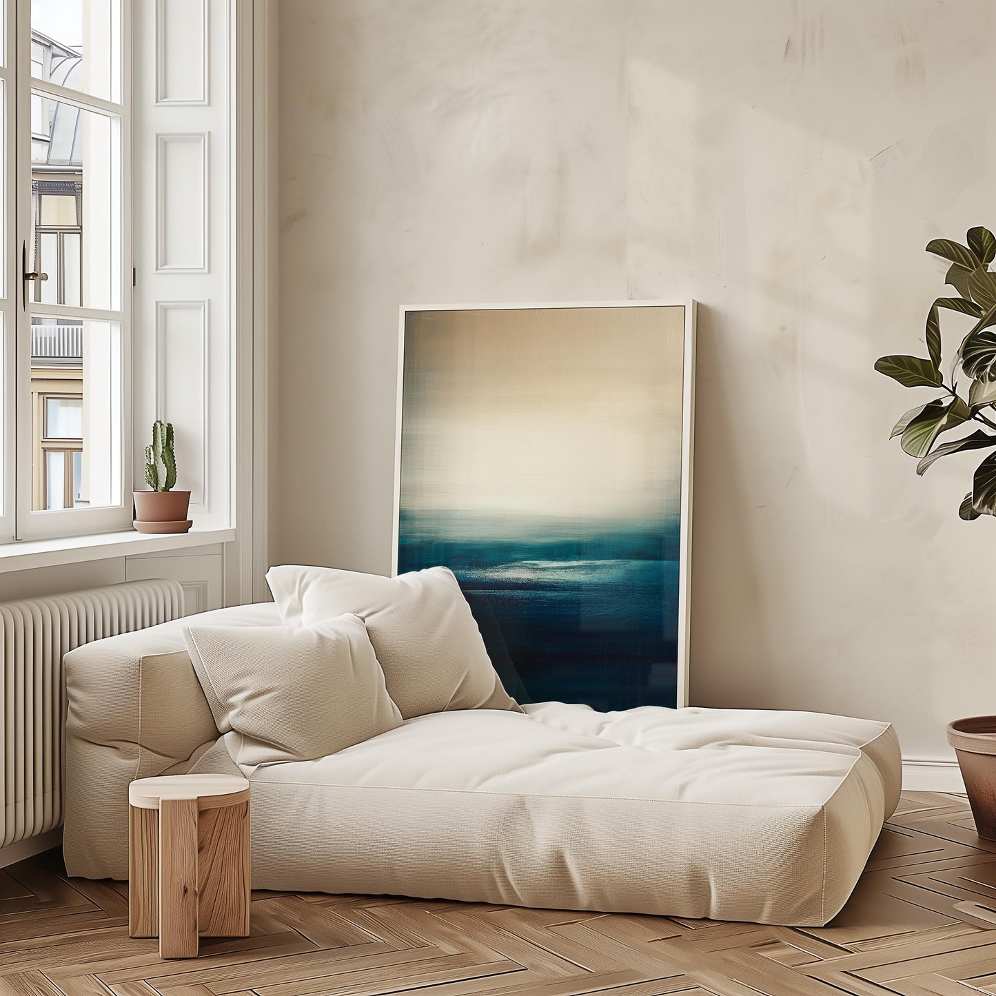 Abstract Seascape Print Ocean Horizon Art Modern Coastal Painting