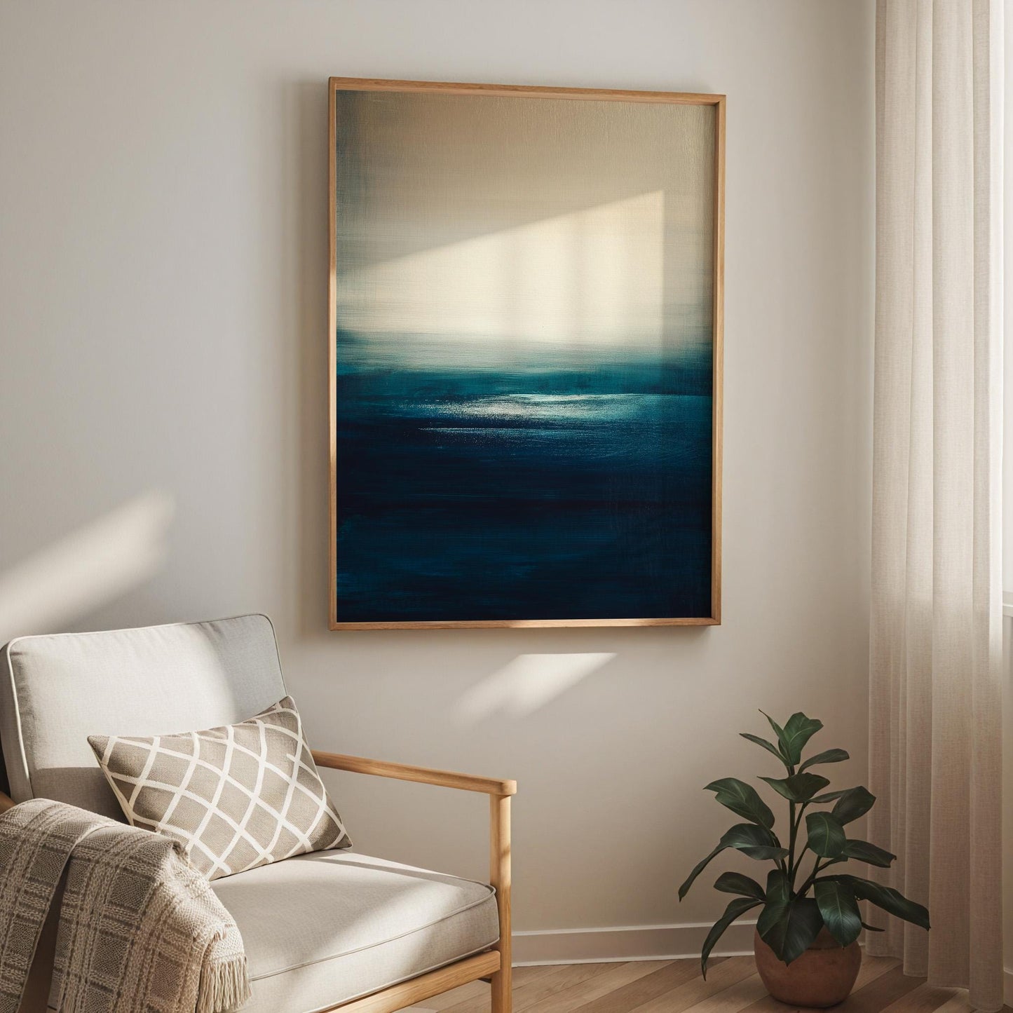 Abstract Seascape Print Ocean Horizon Art Modern Coastal Painting